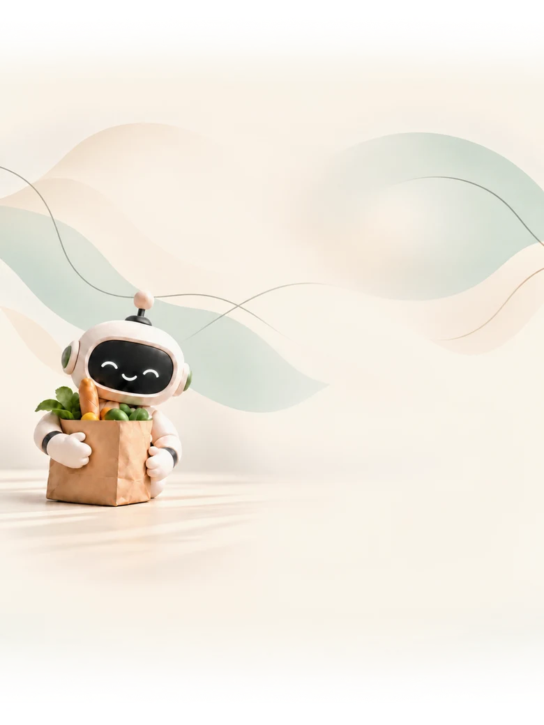 Assistyca's robot carrying a paper bag of groceries