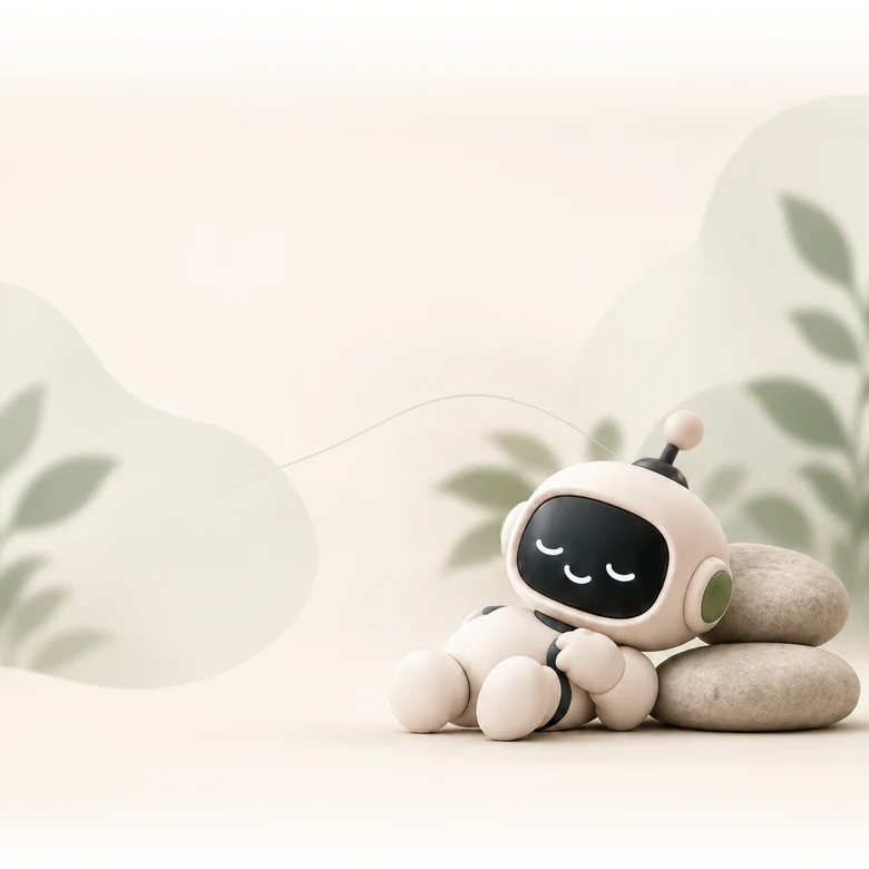 Assistyca's robot resting against a smooth stone